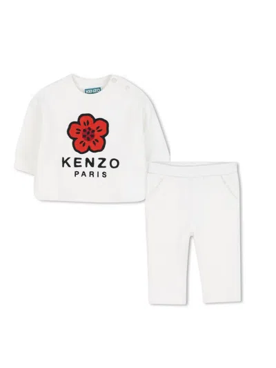 Kenzo Mini Girls' Cotton Sweatshirt And Pants Set In Neutral