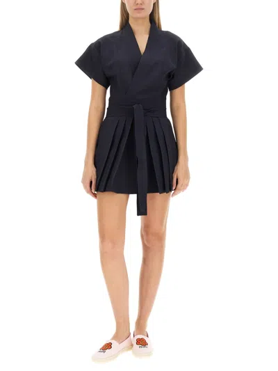 Kenzo Mini Kimono Dress In Blue