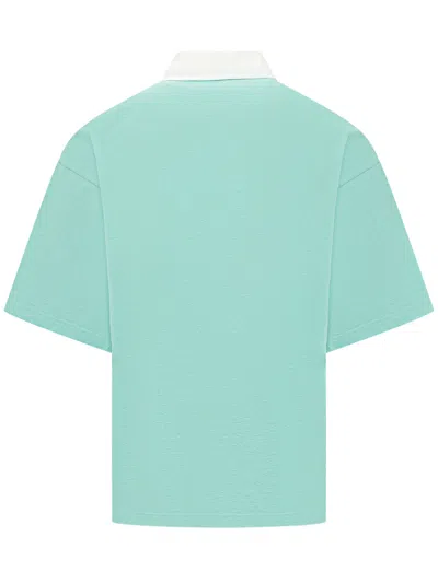 Kenzo Mini Polo With Stamped Paint Detail In Acqua