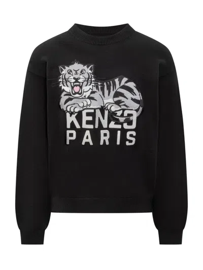 Kenzo Mini Tiger Graphic Knit Sweater In Multi