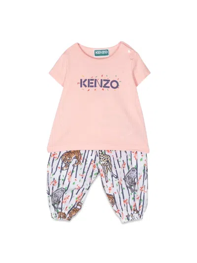 Kenzo Mini T-shirt And Fancy Pants Set In Yellow