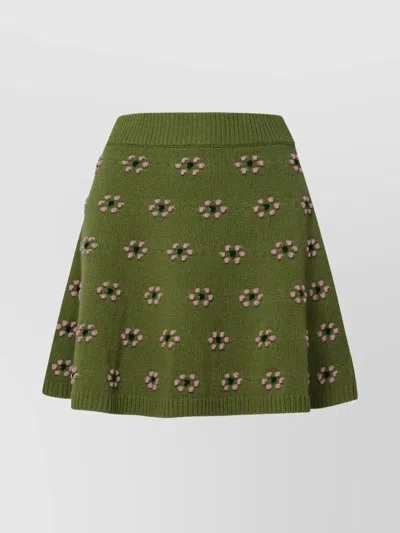 Kenzo Flower Miniskirt In Olive