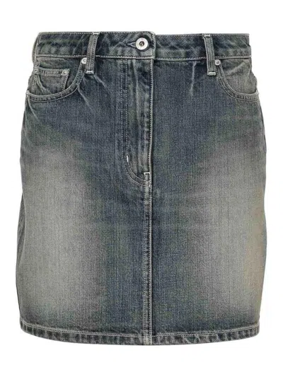 Kenzo Japanese Denim Mini Skirt In Blue