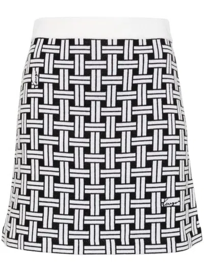 Kenzo Patterned-jacquard Mini Skirt In White