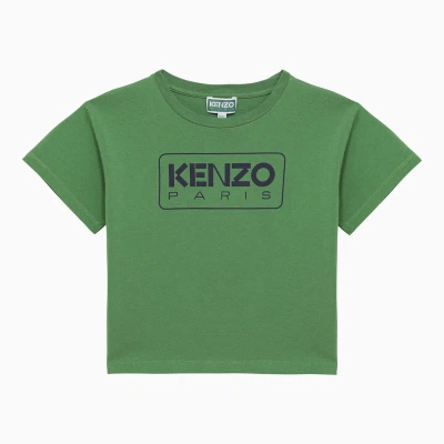 KENZO MINT GREEN COTTON T-SHIRT WITH LOGO