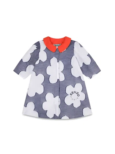 Kenzo Kids Girls Blue Cotton Boke Flower Dress