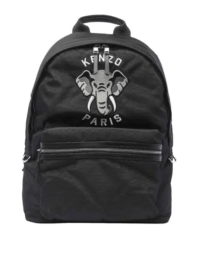 Kenzo Varsity Elephant Backpack In Black