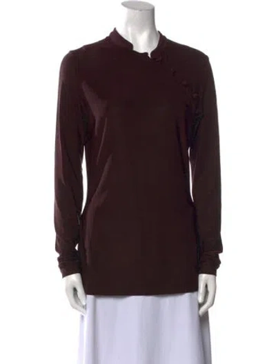 Pre-owned Kenzo Mock Neck Long Sleeve Blouse In Purple
