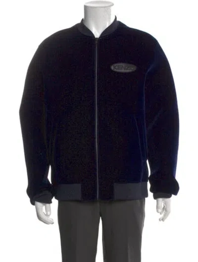 Pre-owned Kenzo Mock Neck Long Sleeve Cardigan In Blue