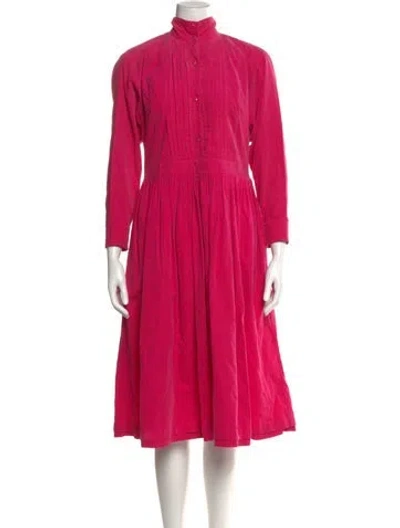 Pre-owned Kenzo Mock Neck Midi Length Dress In Pink