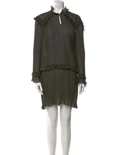 Pre-owned Kenzo Mock Neck Mini Dress In Green
