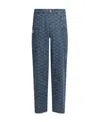 Kenzo Monkey Workwear Jeans With Seigaiha Print In Blue