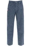Kenzo Monkey Workwear Jeans With Seigaiha Print In Mixed Colours