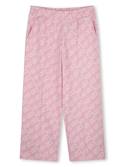 Kenzo Kids' Monogram-logo Track Pants In Pink