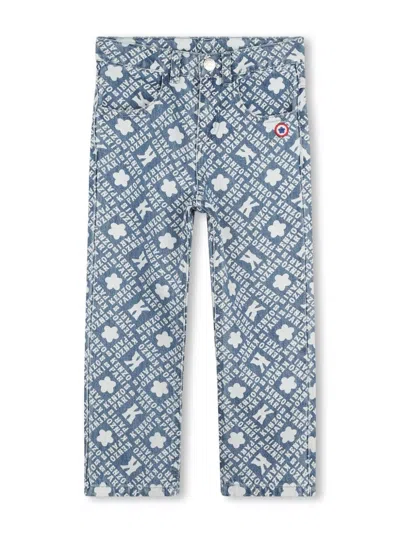 Kenzo Kids' Monogram-pattern Jeans In Blue