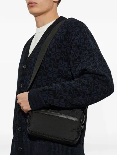 Kenzo Monogram-jacquard Messenger Bag In Black