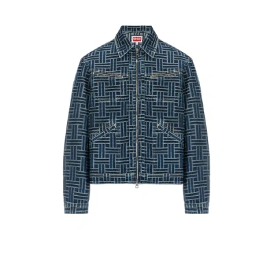 Kenzo Embroidered Denim Jacket In Darkstoneblu