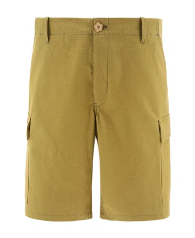 Kenzo Multi-pocket Cotton Cargo Shorts In Green