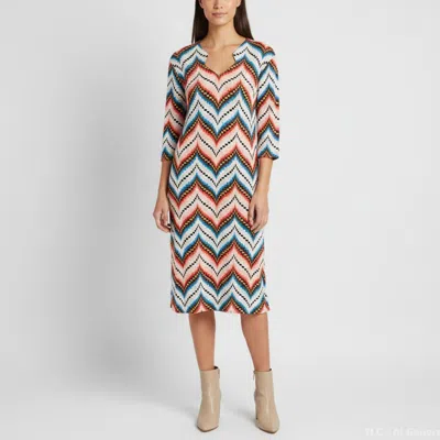 Pre-owned Kenzo Multicolor Crepe Chevron Pattern Midi Dress S