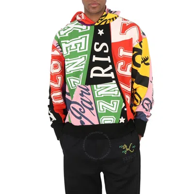Kenzo Flag Print Oversize Cotton Hoodie In Multicolour