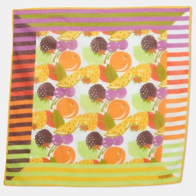 Pre-owned Kenzo Multicolor Fruits Print Cotton Square Scarf