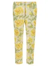 Kenzo Floral Pattern Cropped Length Pants In Multicolor