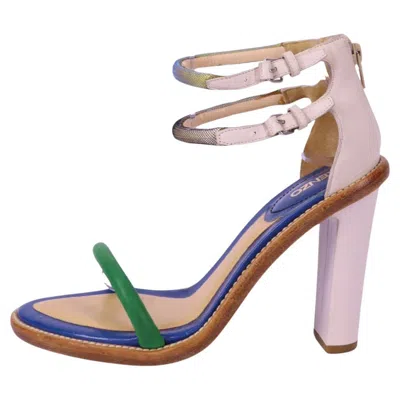Pre-owned Kenzo Multicolor Leather Strappy Heeled Sandals - Eu 37 In Brown