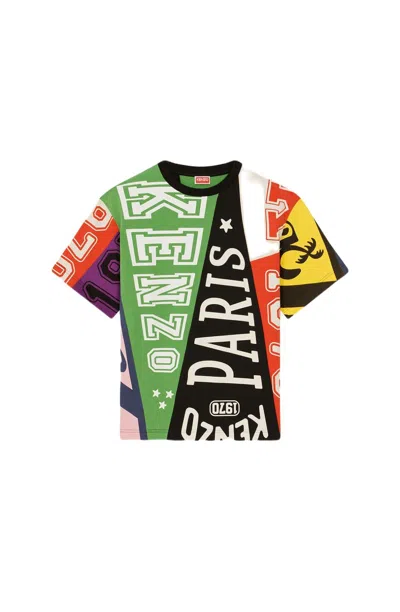 KENZO MULTICOLOR OVERSIZE T-SHIRT WITH FLAG DESIGN