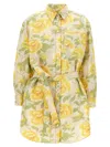 Kenzo 'sleeve Kimono Peonies' Dress In Multicolor
