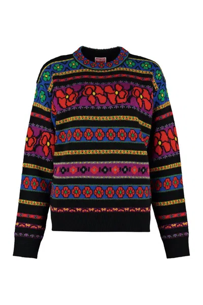 Kenzo Multicolor Wool Sweater In Red