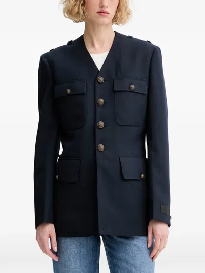 Kenzo Multi-pocket Military Acket In Blue