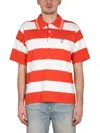 Kenzo White And Red Polo T-shirt With Embroidered Logo