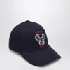 Kenzo Navy Blue Baseball Cap With Logo In Blue
