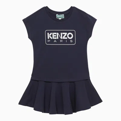 Kenzo Kids' Navy Blue Cotton Dress With Logo