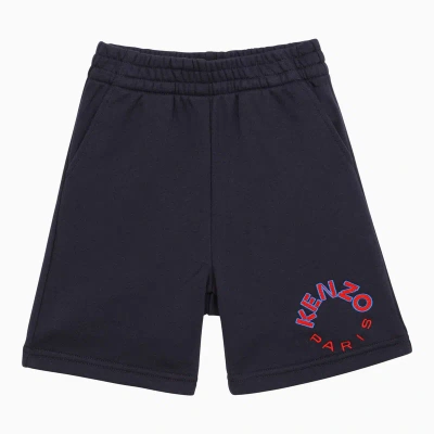 Kenzo Kids' Navy Blue Cotton Shorts With Logo