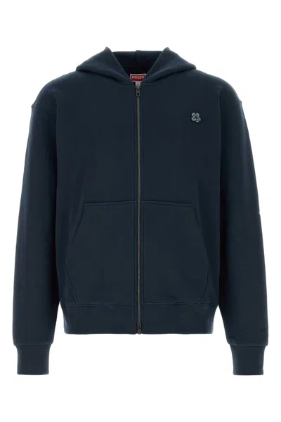 Kenzo Boke Flower Crest Zip Up Hoodie In Blue