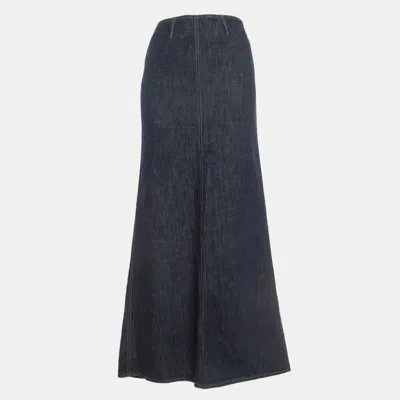 Pre-owned Kenzo Navy Blue Studded Denim Flared Maxi Skirt S