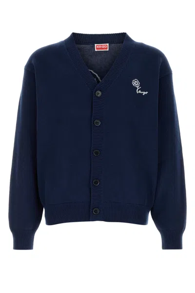 Kenzo Navy Blue Wool Blend Cardigan
