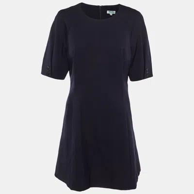 Pre-owned Kenzo Navy Blue Wool Shift Dress L