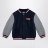 KENZO NAVY BLUE/GREY WOOL BLEND BOMBER JACKET