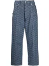 Kenzo Monkey Workwear Jeans With Seigaiha Print