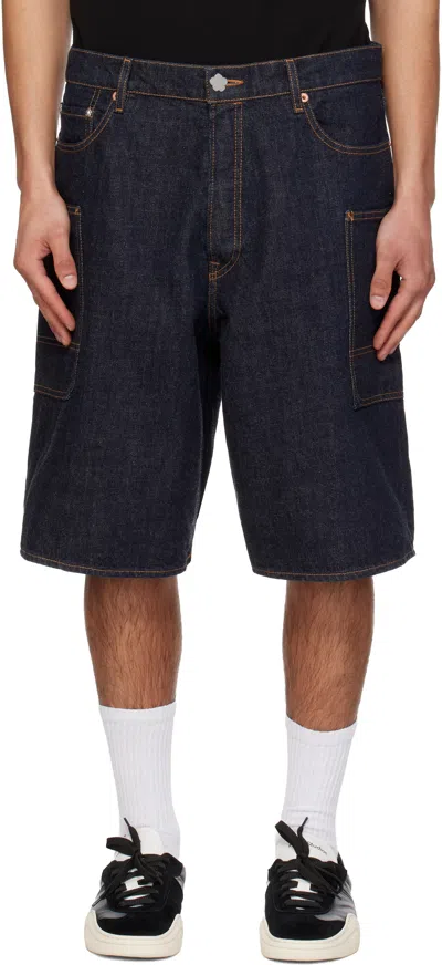 Kenzo Cargo-style Denim Shorts In Blue