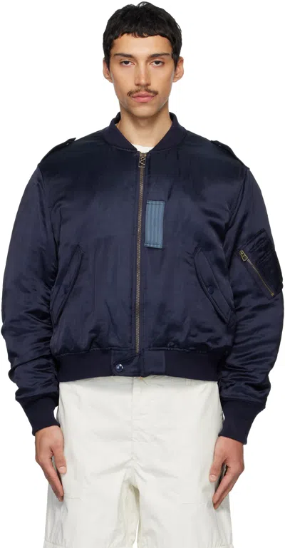 Kenzo Navy  Paris ' Jungle Poem' Bomber Jacket In Blue