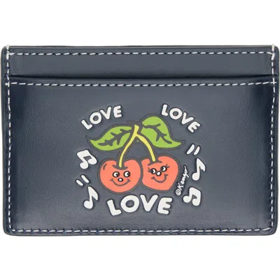 Kenzo Navy  Paris ' Loves' Card Holder In Navy Blue