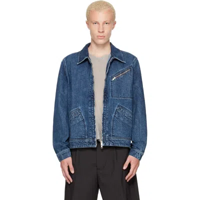 Kenzo Navy  Paris ' Signature' Utility Denim Jacket In Multi