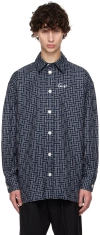Kenzo Navy  Paris ' Weave' Shirt In Midnight Blue