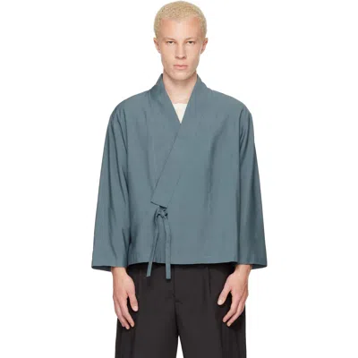 Kenzo Kimono-style Wrap Jacket In Blue