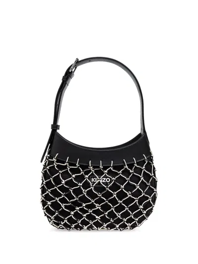 Kenzo Net-overlay Tote Bag In Black