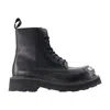 Kenzo 35mm Smile Lace-up Metal-plaque Combat Boots In Black