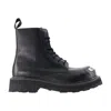 Kenzo 'smile' Lace Up Boots In Leather In Black